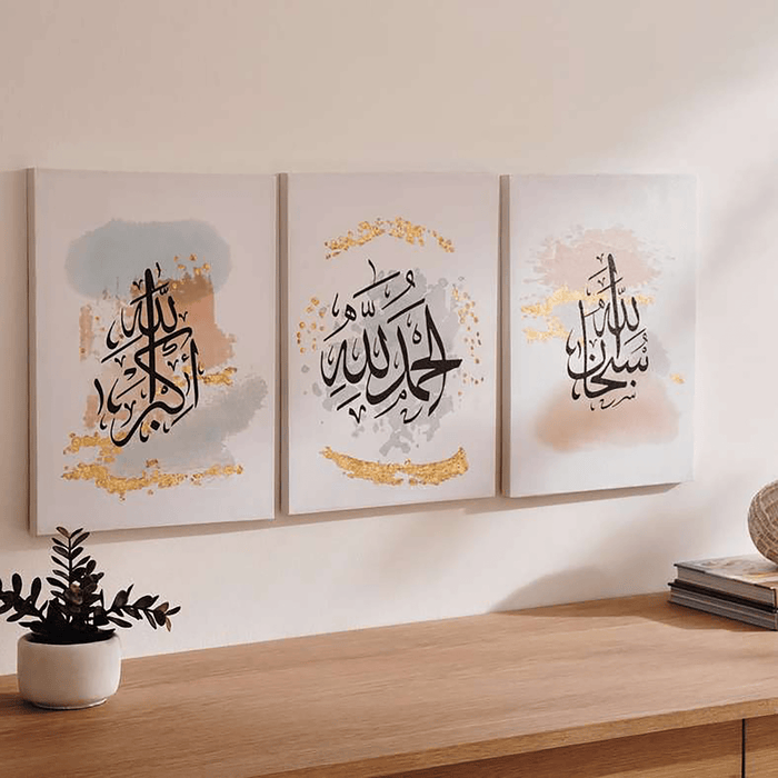Alphabets 3-Piece Canvas Art - Blue White Pan Home